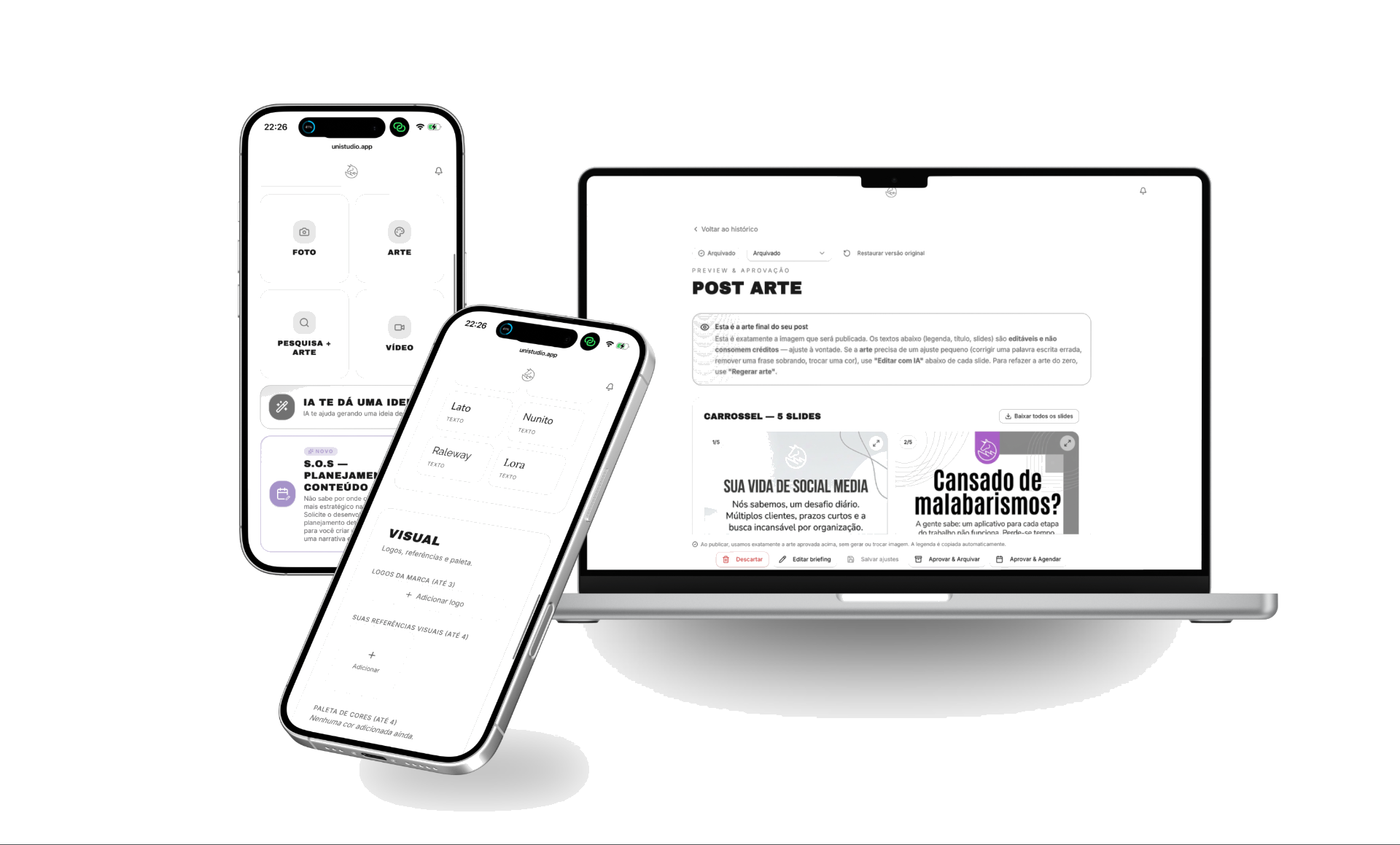 Demonstração do app UNI em celular e notebook